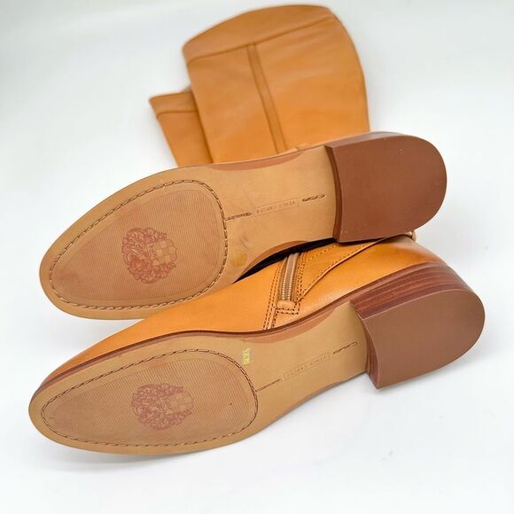 VINCE CAMUTO  Buckle Accent Ovarlym Round Toe Block Heel Leather Riding Boot - Picture 6 of 8